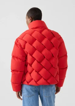 Veste Grand Froid puffer tressée Rouge carmin Alya