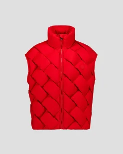 Veste Grand Froid puffer tressée Rouge carmin Alya