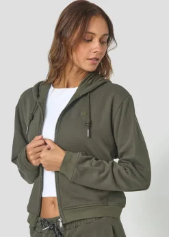 Veste zippée à capuche Army foncé Dalila