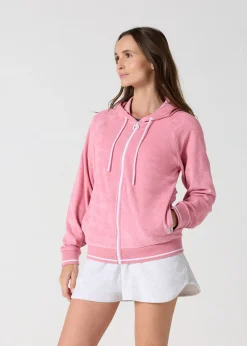 Veste zippée à capuche Pink antique Tellin