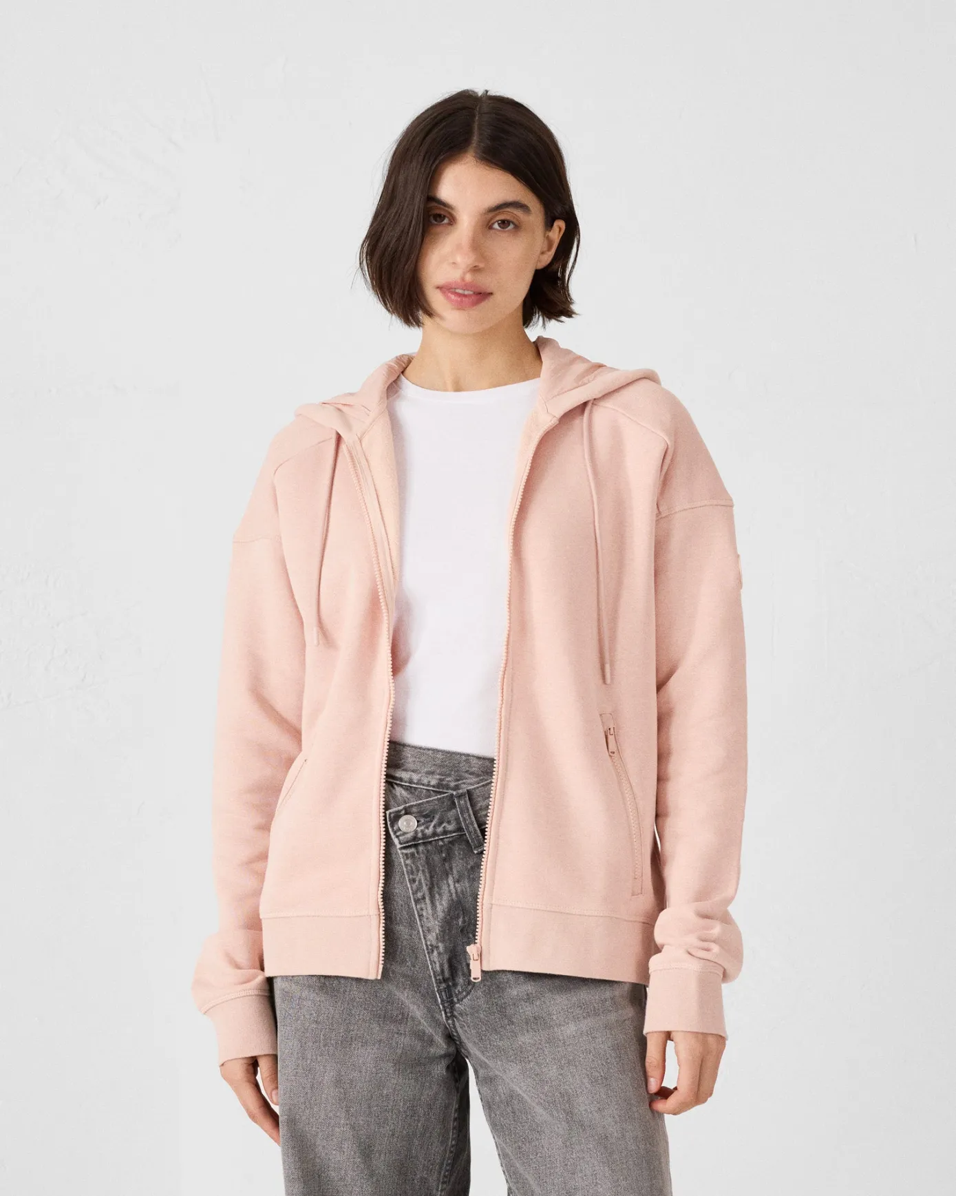 Veste zippée en molleton Pêche clair Leda