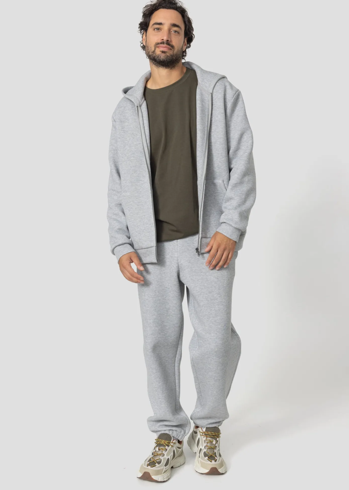Veste zippée oversize à capuche Gris chiné Vahe